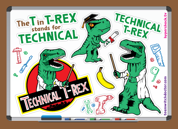 Technical T-Rex Sticker Sheet (2 Pack)